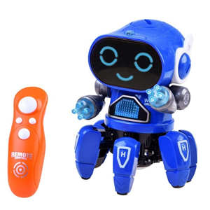 ربات کنترلی شش پا موزیکال و رقصنده آبی Dancing ROBOT on remote control RC music light blue -اسباب بازی